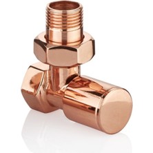 Tekno Trust Rekorlu Pex Rose Bakır Renk Metal Pirinç Köşe Radyatör Vanası 1 Adet