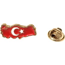 Hiçdurmaal Ay Yıldız Figürlü Gold Renkli Mini Türkiye Haritası Yaka Rozeti 1 Adet