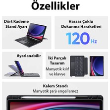 Vendas Samsung Tab S9 (X710-X716B) Uyumlu Kablosuz Bluetoothlu Klavyeli Touchpad Kılıf