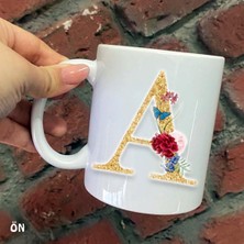 Hediyeci Abla Size Özel A Harfi Seramik Baskılı Kupa Bardaklar