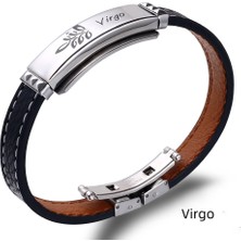 Gümüş Hediye Al Deri&çelik Kombinli Kişiye Özel Isim Harf/yazılı Başak Burcu Kadın Bileklik