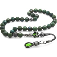 Gümüş Hediye Al 1000 Ayar Gümüş Kazaz Püsküllü Küre Kesim Kan Taşı Doğaltaş Tesbih