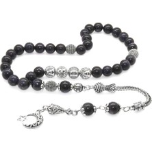 Gümüş Hediye Al Kararmaz Metal Püsküllü Küre Kesim Kişiye Özel Isim Yazılı Mavi Yıldız Taşı Doğaltaş Tesbih