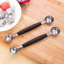 Pengfushop4 1pc Stainless Steel Double-End Watermelon Dig Ball Spoonıce Cream Spoon Dessert Fruit Scoop Kitchen Gadgets Accessories (Yurt Dışından)