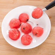 Pengfushop4 1pc Stainless Steel Double-End Watermelon Dig Ball Spoonıce Cream Spoon Dessert Fruit Scoop Kitchen Gadgets Accessories (Yurt Dışından)