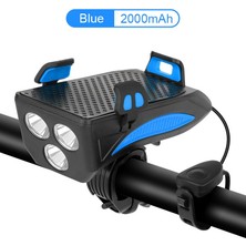 Mavi 2000MAH Tarzı Çok Fonksiyonlu Bisiklet Işık Yükseltme Bisiklet Ön Işık 3* LED Mtb Far Telefon Tutucu Braket Hoparlör Powerbank Lambası (Yurt Dışından)