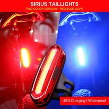 Mavi Stil 5 LED USB Şarj Edilebilir Bisiklet Bisiklet Kuyruk Uyarı Işığı Arka Güvenlik Gece Sürme Gündüz Kurt Yıldız Uyarı Işığı Bisiklet Işığı Tslm1 (Yurt Dışından)