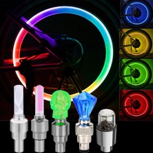 Ag-Renk Stili Mini Neon Bisiklet Konuştu Işık Renkli LED Bisiklet Işıkları Motosiklet Araba Tekerleği Lastik Valf Kapakları Lamba Bisiklete Binme Uyarı Kafası Arka Işık (Yurt Dışından)