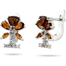 Tesbihane Zultanit Taşlı Kır Çiçeği Tasarım 925 Ayar Gümüş Küpe