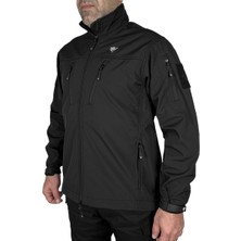 Astüm Askeri Malzeme Softshell Mont Siyah, 7 Cepli Rüzgar Geçirmez Softshell Mont, Outdoor Siyah Mont