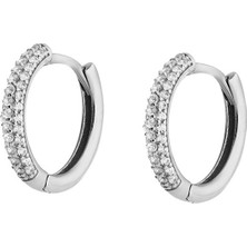 Okyanus Silver Starlight Diamond Üç Sıra Zirkon Taşlı Halka Tasarım 925 Ayar Gümüş Küpe