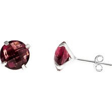 Okyanus Silver Fuşya Zirkon Taşlı Oval Tasarım Büyük Boy 925 Ayar Gümüş Kadın Küpe