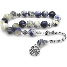 Okyanus Silver 925 Ayar Gümüş Püsküllü Küre Kesim Sodalit Efe Doğaltaş Tesbih