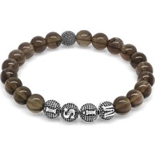 Okyanus Silver Kuvars Metal Kombinli Kişiye Özel Isim Yazılı Küre Kesim Doğaltaş Bileklik