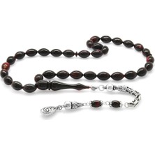 Okyanus Silver 925 Ayar Kral Püsküllü Arpa Kesim Sedefli Koyu Kırmızı-Siyah Colorful Katalin Tesbih