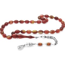 Okyanus Silver 925 Ayar Kral Püsküllü Arpa Kesim Sedefli Sarı-Kırmızı Colorful Katalin Tesbih