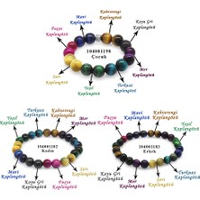 Okyanus Silver Küre Kesim Kaplangözü Doğaltaş Kombinli Kadın-Erkek-Çocuk Enerji Bilekliği(3lü Set)