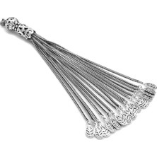 Okyanus Silver Buğday Tasarım 16LI Uzun Kamçı 925 Ayar Gümüş Püskül