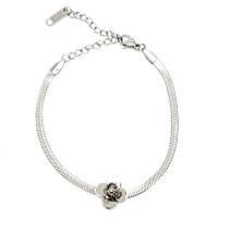 Okyanus Silver Gümüş Renk Kararmaz Metal Snake Zincirli Kır Çiçeği Tasarım Kadın Bileklik