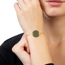 Okyanus Silver Gold Renk Kişiye Özel Isim Yazılı 925 Ayar Gümüş Kadın Bileklik