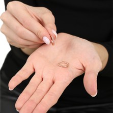 Okyanus Silver Popcorn Tasarım Rose Renk Tam Tur 925 Ayar Gümüş Kadın Küpe