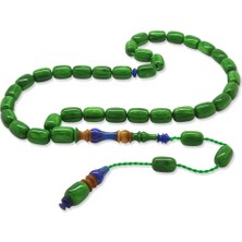 Okyanus Silver Her Bir Tanesi Usta Işçilikli Hitame Kuka Kombinasyonlu Kapsül Kesim Yeşil-Mavi Katalin Tesbih