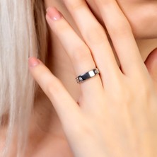 Okyanus Silver Zincir Tasarım Silver Renk Free Size 925 Ayar Gümüş Kadın Tektaş Yüzük