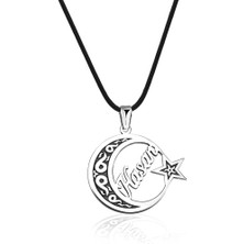 Okyanus Silver Ayyıldız Tasarım Kişiye Özel Isim Yazılı Ip Zincirli 925 Ayar Gümüş Erkek Kolye