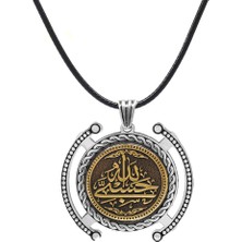 Okyanus Silver Hüsn-I Hat Hasbünallah Yazılı Ip Zincirli 925 Ayar Gümüş Madalyon