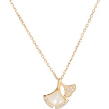 Okyanus Silver Metal Alaşım Üzeri Altın Kaplama Beyaz Zirkon Taşlı Balina Kuyruğu Tasarım Kadın Kolye