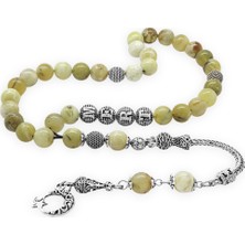 Okyanus Silver Kararmaz Metal Püsküllü Küre Kesim Kişiye Özel Isim Yazılı Opal Doğaltaş Tesbih