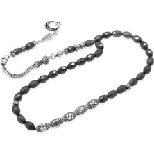 Okyanus Silver Kararmaz Metal Püsküllü Faset Arpa Kesim Metal Isim Yazılı Hematit Doğaltaş Tesbih