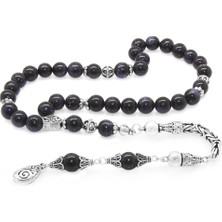 Okyanus Silver Koleksiyonluk 925 Ayar Gümüş Püsküllü Küre Kesim Mavi Yıldız Taşı Doğaltaş Tesbih