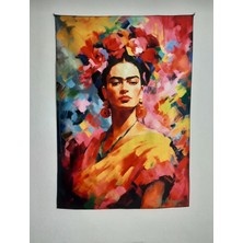 Owl Bag Özgür Bir Kadının Rengarenk Portresi Desenli Tasarım Duvar Halısı
