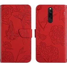 SZY Market Bilek Kayışı Çiçekler ve Kelebekler Deri ile Xiaomi Redmi 8 Için Telefon Kılıfı (Yurt Dışından)