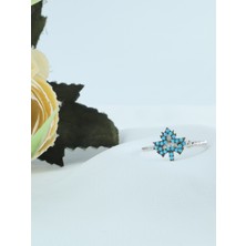 Neva Jewelry Turkuaz Taşlı Çınar Yaprak Yüzük