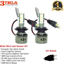 3 Tıkla Wise Beyaz H7 Mini LED Xenon Şimşek Etkili 12000 Lümen