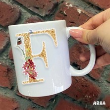 Hediyeci Abla Size Özel F Harfli Seramik Baskılı Kupa Bardaklar