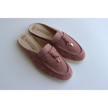 Ayak Kabım  Deri Pudra Kadın Günlük Terlik Tokalı Deri Günlük AYKKBIM2527 Beden 39 Renk Pudra