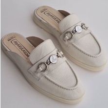 Ayak Kabım  Deri Kadın Terlik Beyaz Floter Beden 36 Renk Beyaz Floter