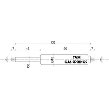 TVM Gas Springs Gazlı Amortisör 135MM Açık Boy