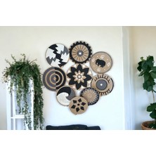 Atlas Home Art 9lu bohem hasır Duvar Tabağı Seti