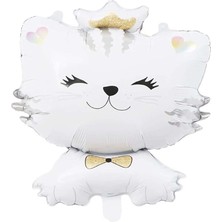 Rönesans Parti Beyaz Sevimli Kedi Karakterli Folyo Balon 72 x 52  cm