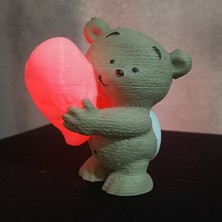 3D Dönüşüm Atölyesi Işıklı Kalp Tutan Sevimli Ayıcık Figürlü Gece Lambası - Fgl3 - Pilli+Usbc Girişli - Geri Dönüşüm Pet