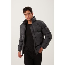 Polo State Erkek Regular Fit Şişme Mont  Füme