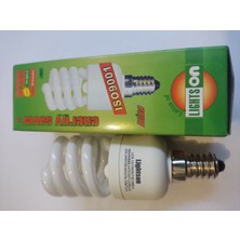 Lightson 13 Watt Sarı Işık 2700K İnce Duylu E14 Spiralli Tasarruflu Ampul 10 Adet