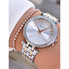 Ferrucci Rose&Gümüş Çelik Taşlı Şık Kadın Kol Saati