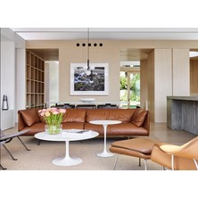 Evka Tulip Beyaz Orta Sehpa Çap 90- Beyaz Mermer