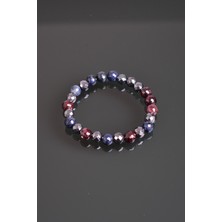 Safnaturel Garnet - Hematit - Dumortierit Doğal Taş Bileklik 8 mm