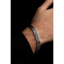 Osmanlı Gümüş Erkek Gümüş Bileklik -Şerit Model Gümüş Bileklik Künye